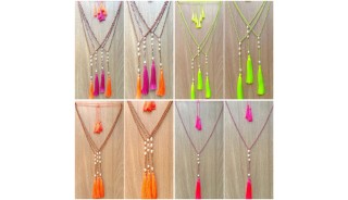 colorful mix beads seawater pearl necklaces tassels fashion free shipping